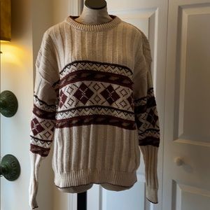 Multi-color Cotton Ribbed Sweater, Size Large